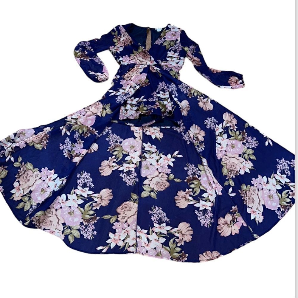 Venus sexy purple floral flowing dress with shorts underneath Romper Women’s S